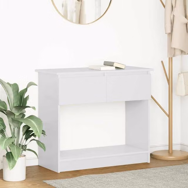 Berkfield Home Modern White Console Table with Drawers W: 85.5 cm, D: 38.5 cm, H: 74.5 cm
