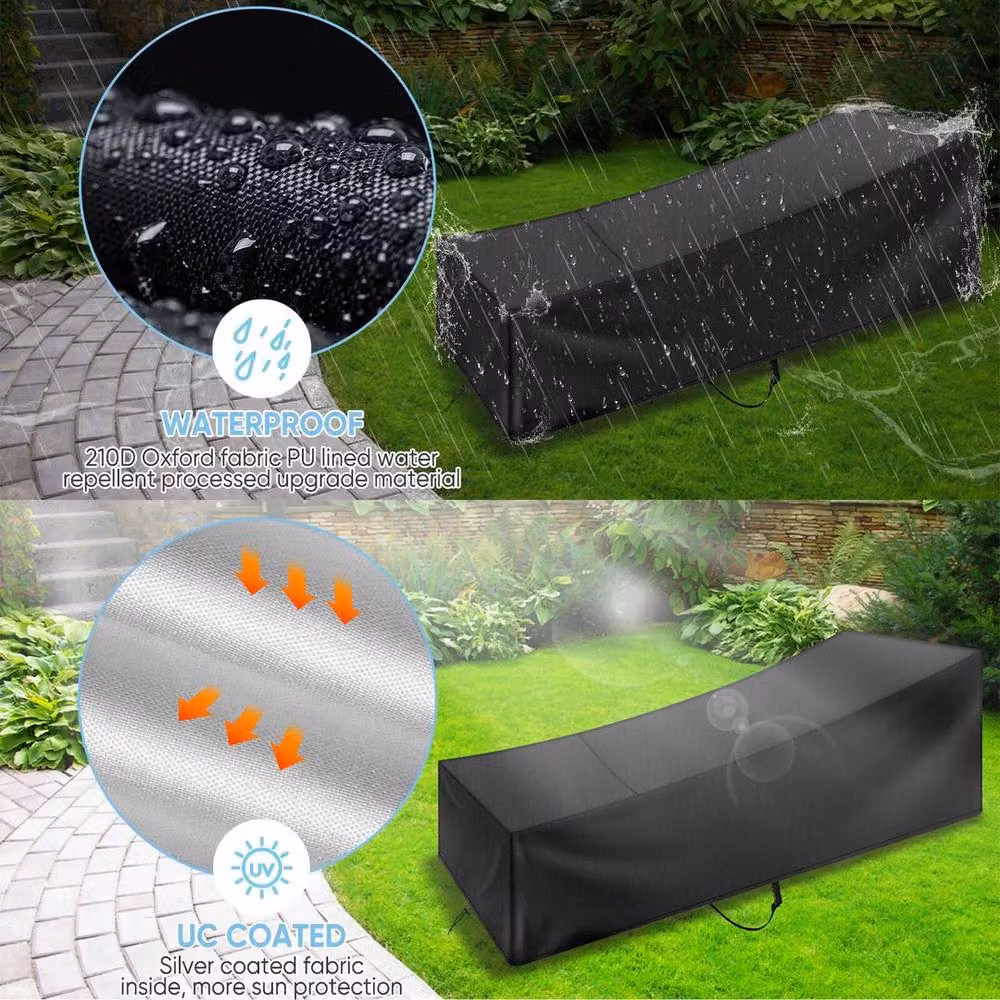 EONLION Black Polyester Sun Lounger Outdoor Garden Furniture Cover, Width: 100 cm – 5