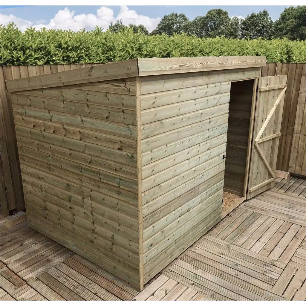 Marlborough Pressure Treated Pent Garden Shed with Single Door in Sand – 2