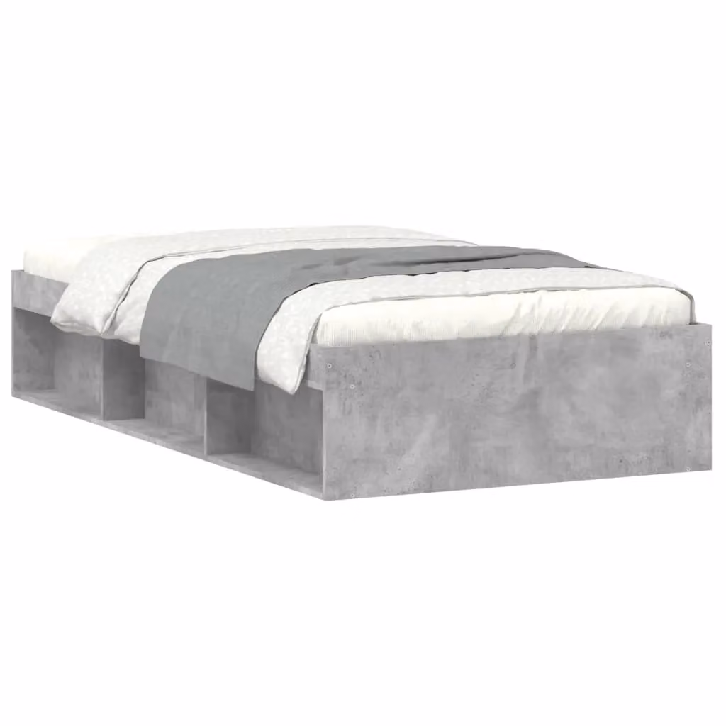 Berkfield Home Modern Bed Frame in Concrete Grey with Side Compartments, W/D/H: 100 x 200 cm – 2