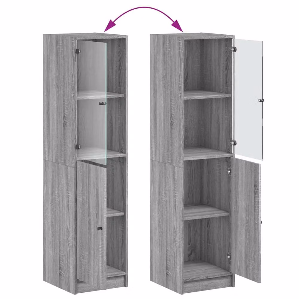 Berkfield Home Highboard with Glass Doors in Grey Sonoma, W/D/H: 35 x 37 x 142 cm – 3