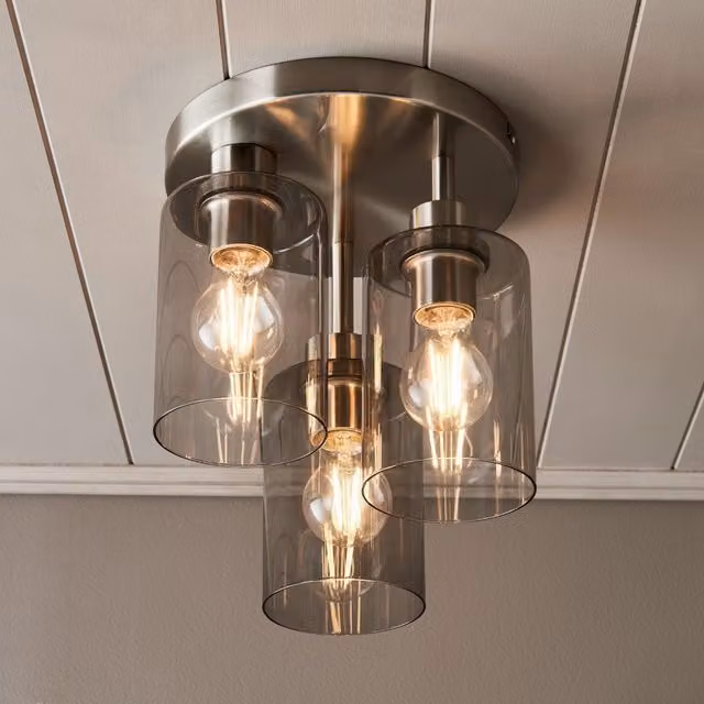 Pagazzi Kingsholm 3 Light Semi Flush Ceiling Light in Silver