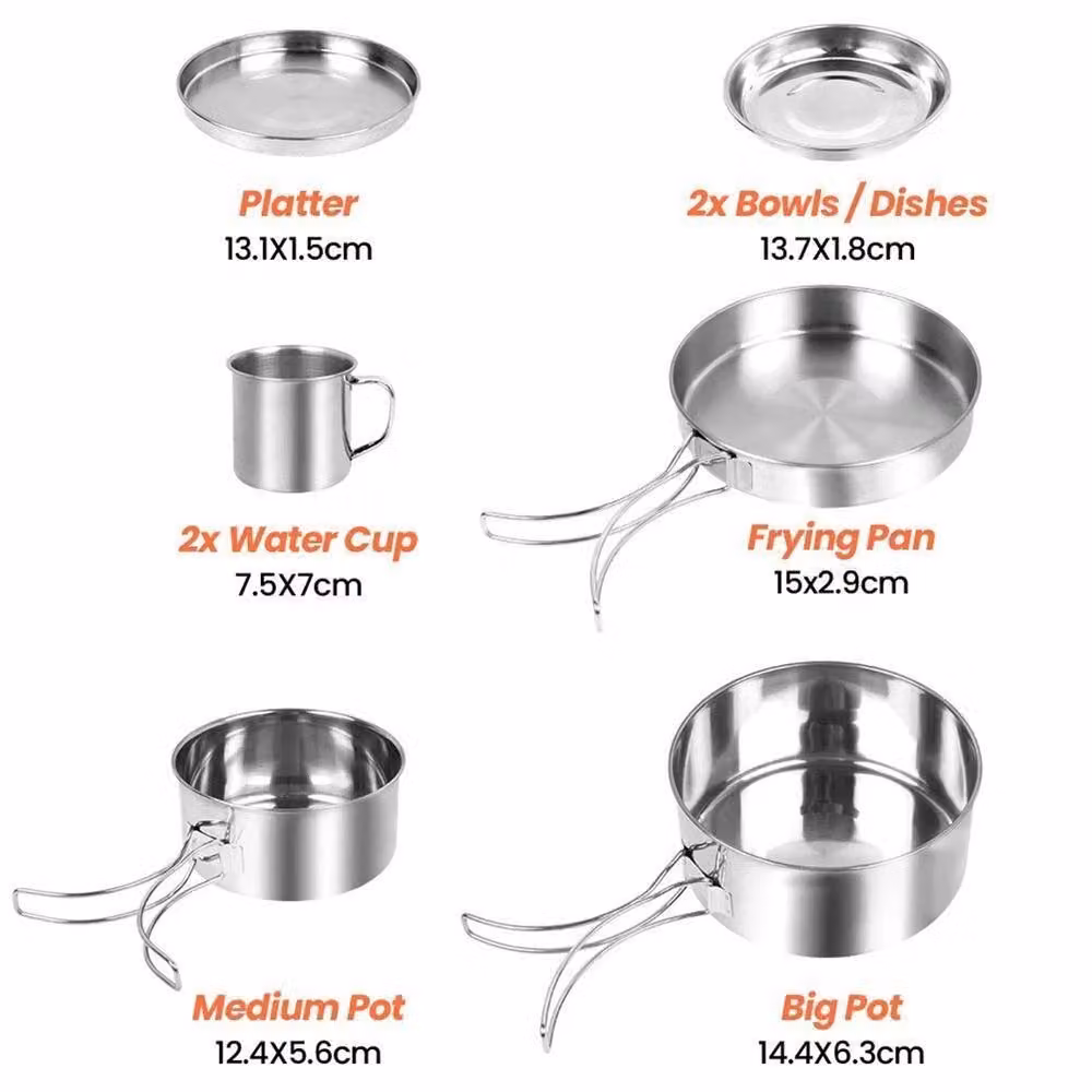 Nordara 8-Piece Stainless Steel Camping Cookware Set in Silver – 2