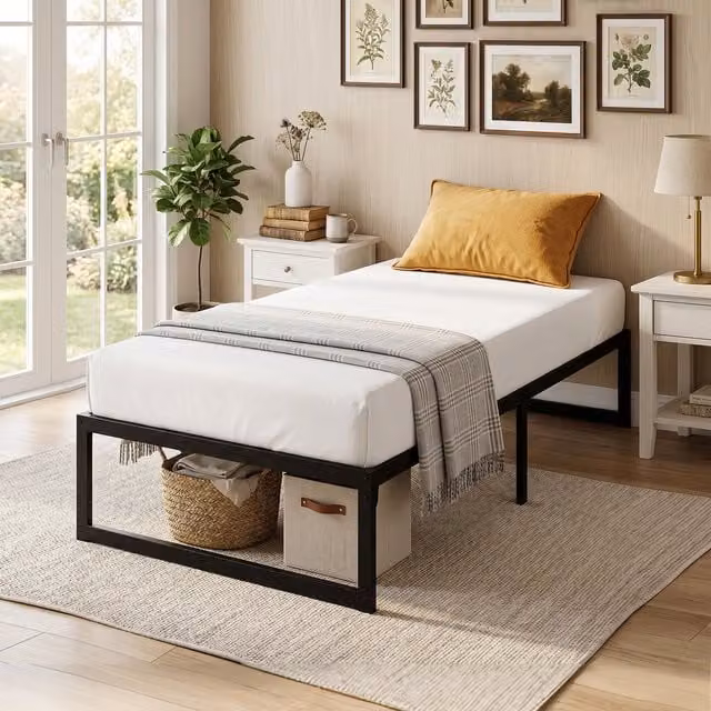 HOMCOM Single Bed Frame with Underbed Storage in Black, W/D/H: 90 x 190 cm