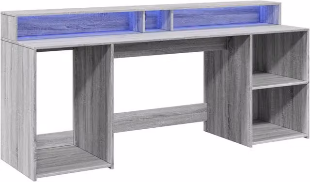 Berkfield Home Grey Sonoma Gaming Desk with LED Lights, W/D/H: 200 x 55 x 91 cm – 1