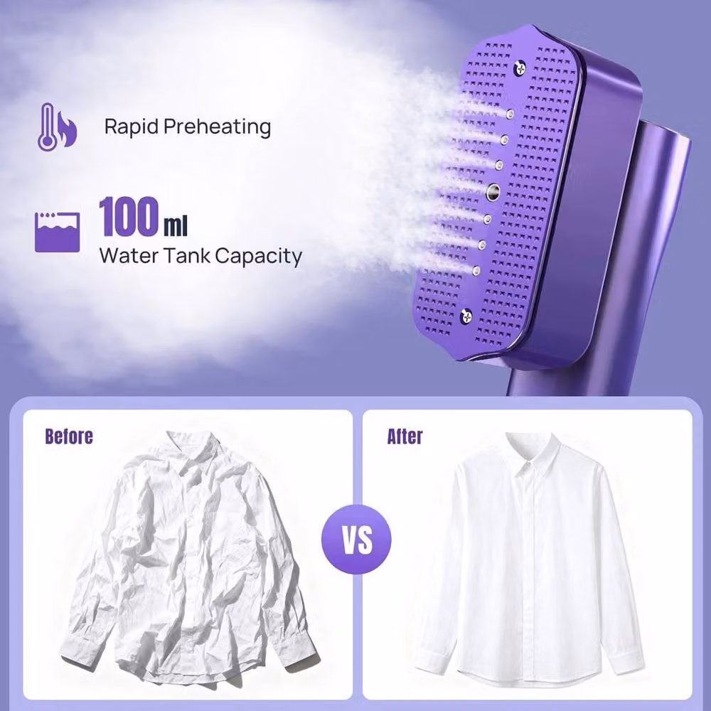 NESTLUNE Handheld Foldable Travel Garment Steamer in Purple, W/D/H: 100 x 15 x 15 cm – 4