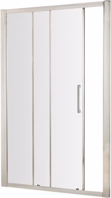 Balterley Sonic Single Sliding Shower Door with 8mm Glass and Chrome Bar Handle, Silver, Width: 140 cm