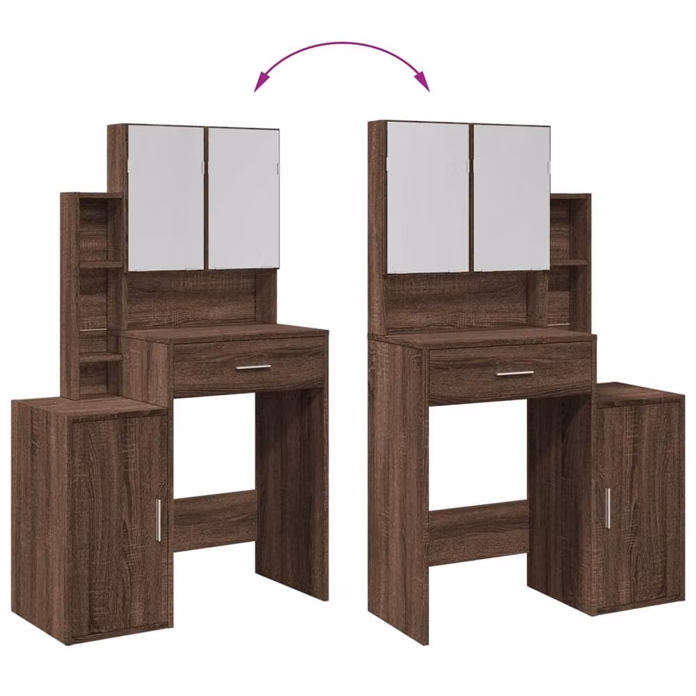 Berkfield Home Dressing Table with Cabinet in Brown Oak, W/D/H: 80 x 35 x 132 cm – 4