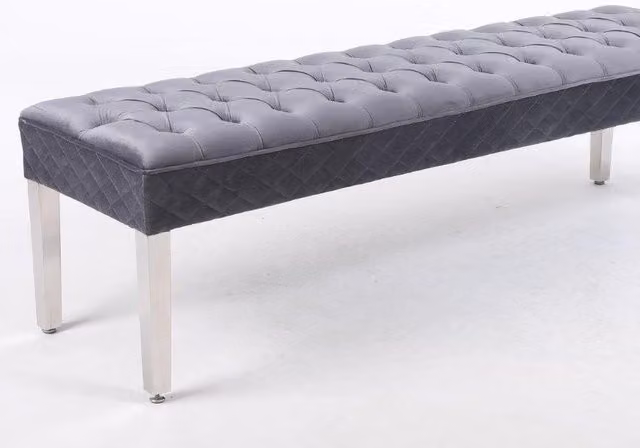 Modernique Precious Velvet Bench Footstool in Grey, Width: 155 cm