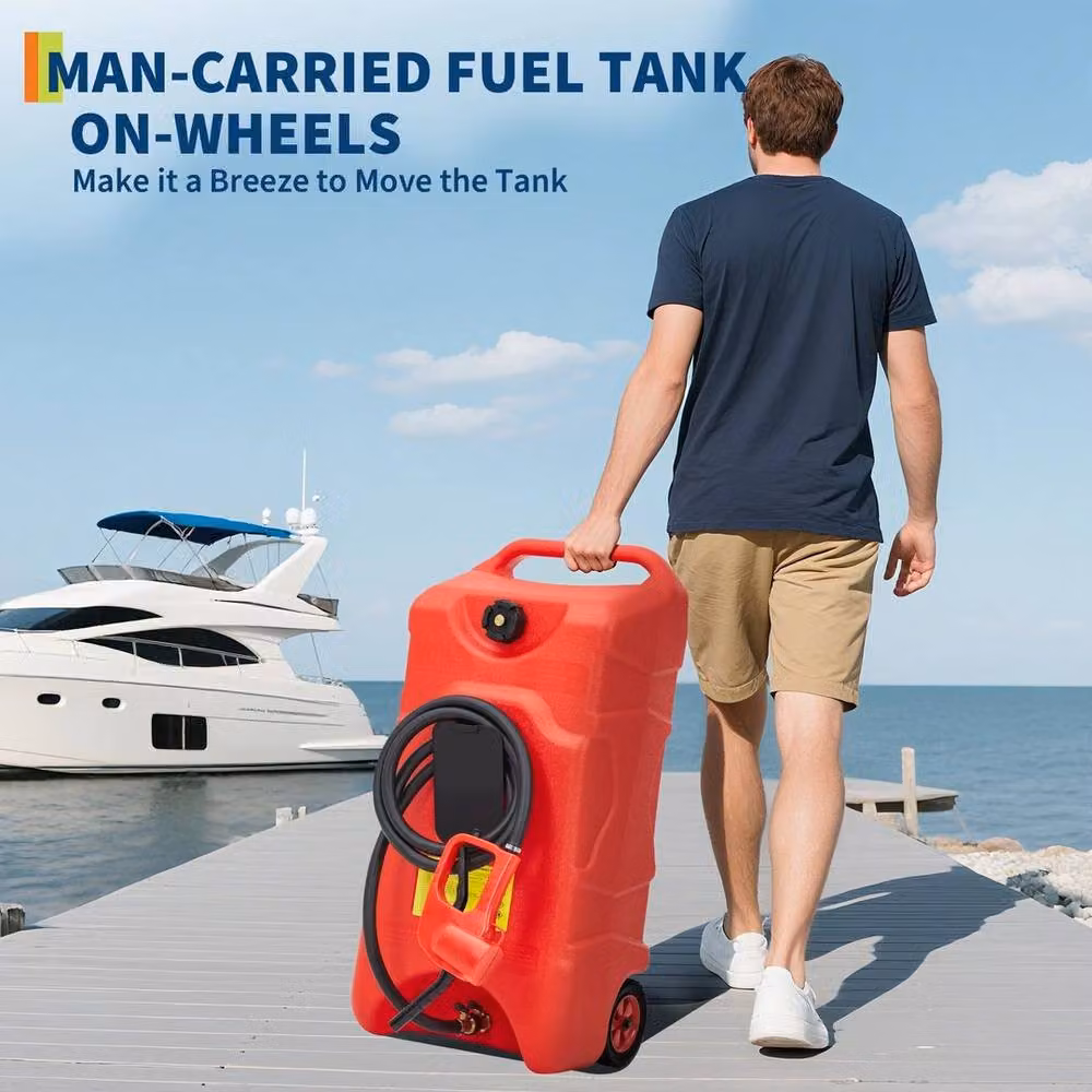 SPETLEK 60L Portable Fuel Caddy with 3m Hose and Wheels, Red, W: 1000 mm x D: 400 mm – 3