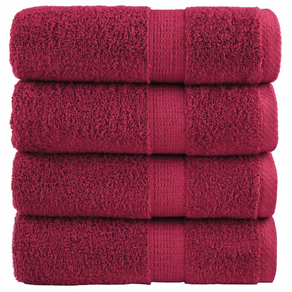 Berkfield Home SOLUND Premium Guest Towels, 4-Piece Set, Bordeaux Red, W: 30 cm x H: 50 cm, 600gsm Cotton Terry – 2