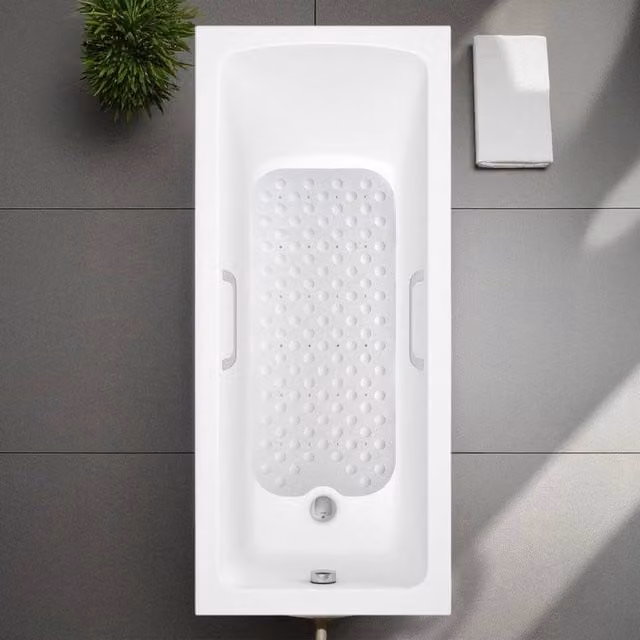 Showerdrape Orbit Extra Long Anti Slip Bath Mat, White, W: 90 cm, D: 40 cm – 1