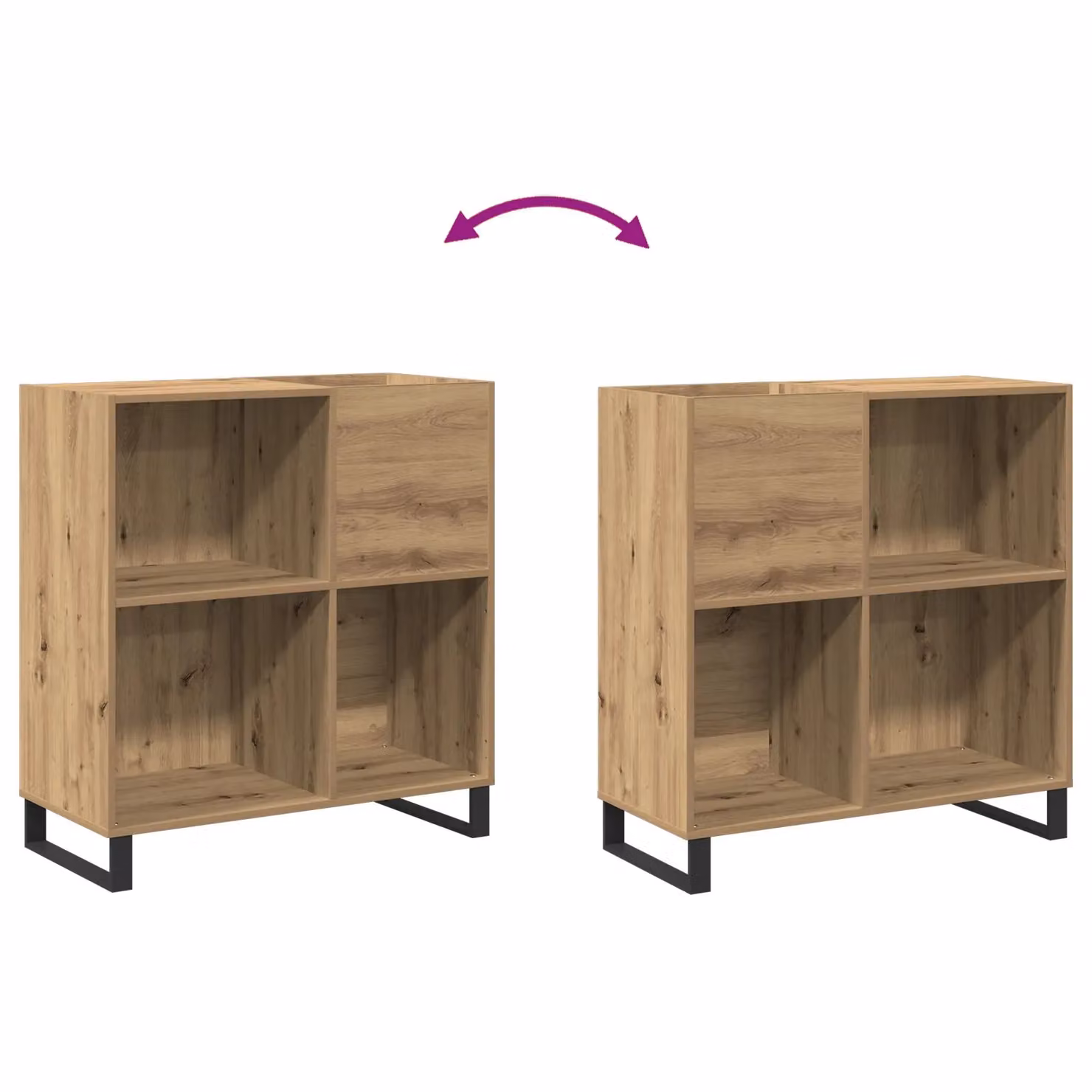 Berkfield Home Modern Record Cabinet in Brown Oak Wood, W/D/H: 84.5 x 38 x 90 cm – 4