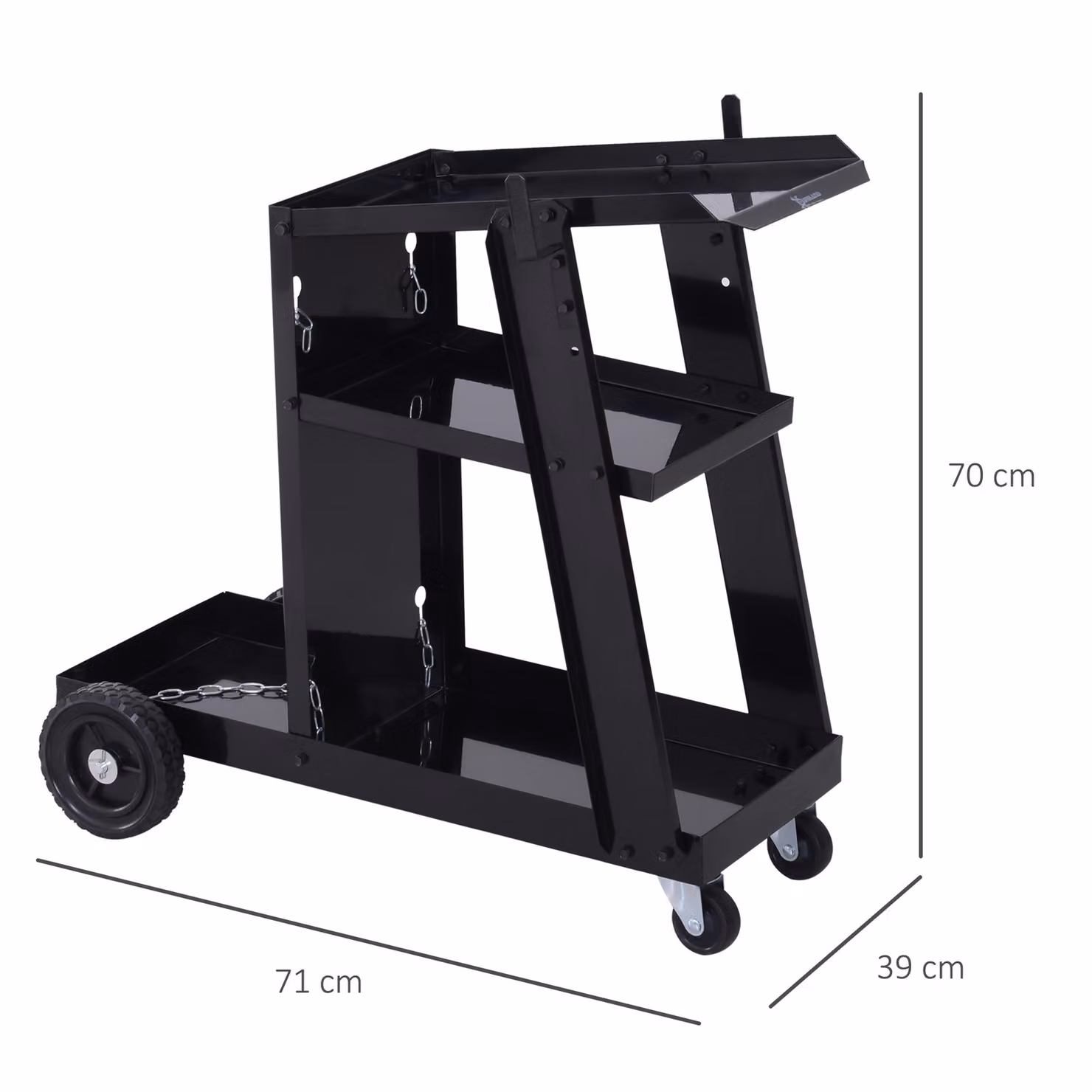 DURHAND Black Steel Welding Trolley Cart with Gas Bottle Storage and Wheels – 3