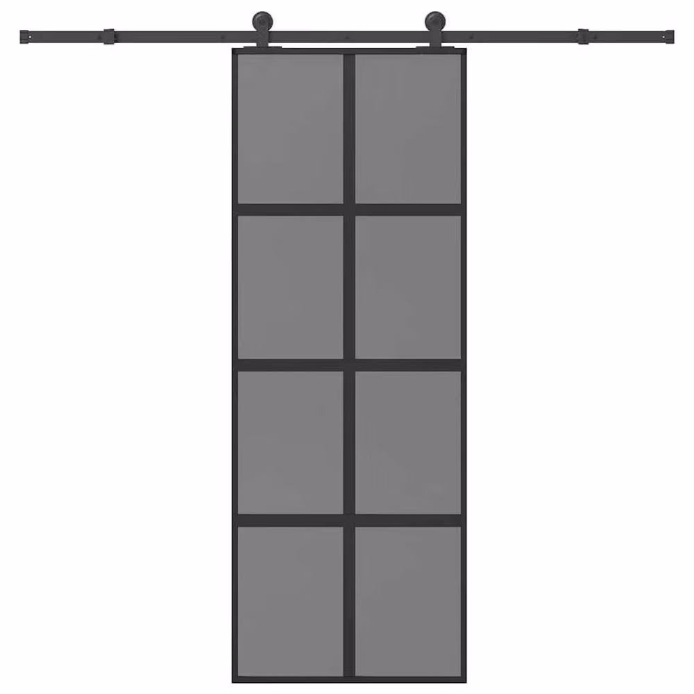 Berkfield Home Black Sliding Door with Hardware Set, Tempered Glass and Aluminium, W: 76 cm, H: 205 cm – 2