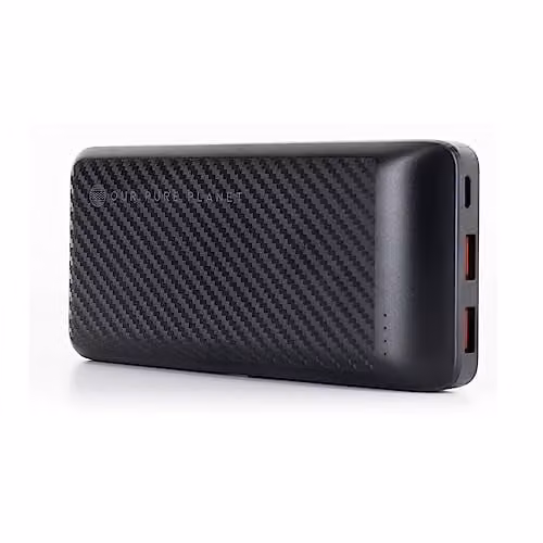 OUR PURE PLANET 20000mAh 22.5W Fast Charging Portable Power Bank with USB-C and 3 Output Ports and LED Display in Black