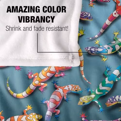JQ Licensing Royce Mcclure Rainbow Geckos Pattern Super Soft Fleece Throw Blanket, Multicolour, W/D/H: 91 x 147 cm – 4