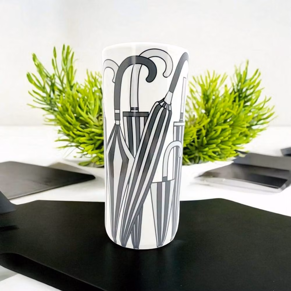 Minster Ceramic Umbrella Stand Vase in Black and White, W: 20 cm, D: 20 cm, H: 46 cm – 5