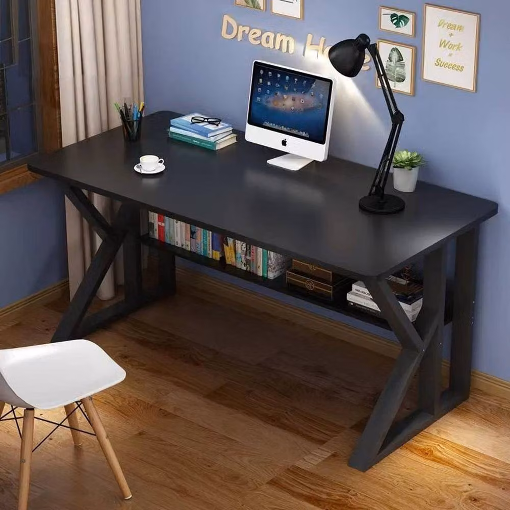 FLAVORA Black Modern Computer Desk and Home Office Workstation, W/D/H: 100 x 100 x 75 cm – 6