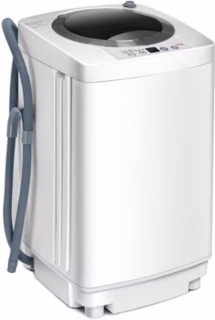Costway 2-in-1 Portable Compact Full-Automatic Top Loader Washing Machine and Spinner, 3.5kg Load, White