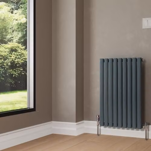UK Radiators Omeara Anthracite Elliptical Tube Horizontal Designer Radiator, W: 52.2 cm, H: 80 cm – 3