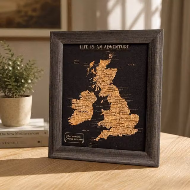 Fragranced Humour UK Cork Map with Push In Pins, Black, W/D/H: 30 x 2 x 25 cm – 1