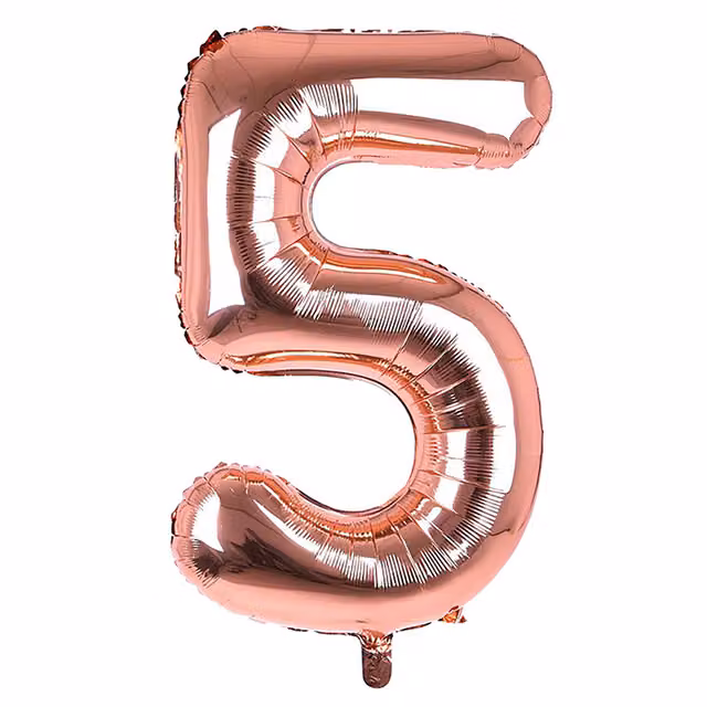 Sensations Giant Rose Gold Number 5 Foil Balloon for Birthday Celebrations