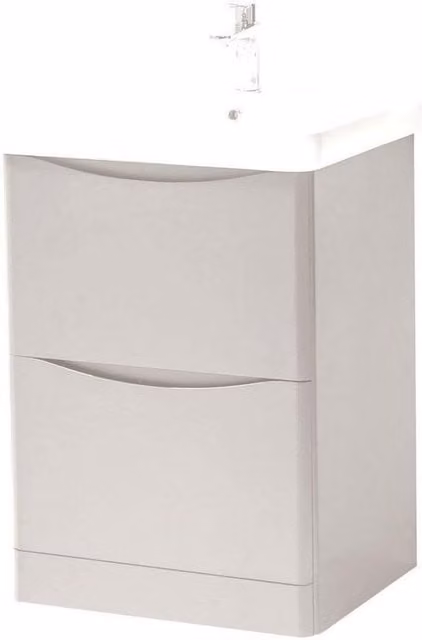 Clifton Cashmere Bathroom Standing 2-Drawer Unit with Basin in Pale Grey, W: 60 cm, D: 46 cm, H: 84 cm – 1