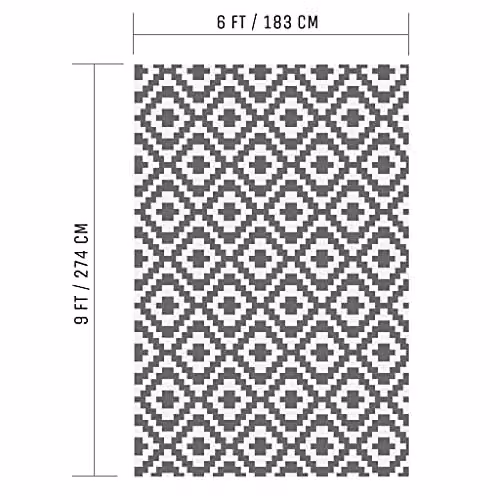 Valiant Geometric Grey Waterproof Outdoor and Indoor Garden Rug, W: 270 cm, D: 180 cm – 8
