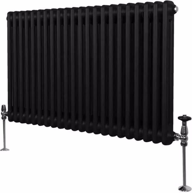 Monstershop Traditional 2 Column Steel Radiator in Black, H: 101 cm, W: 60 cm, D: 7 cm