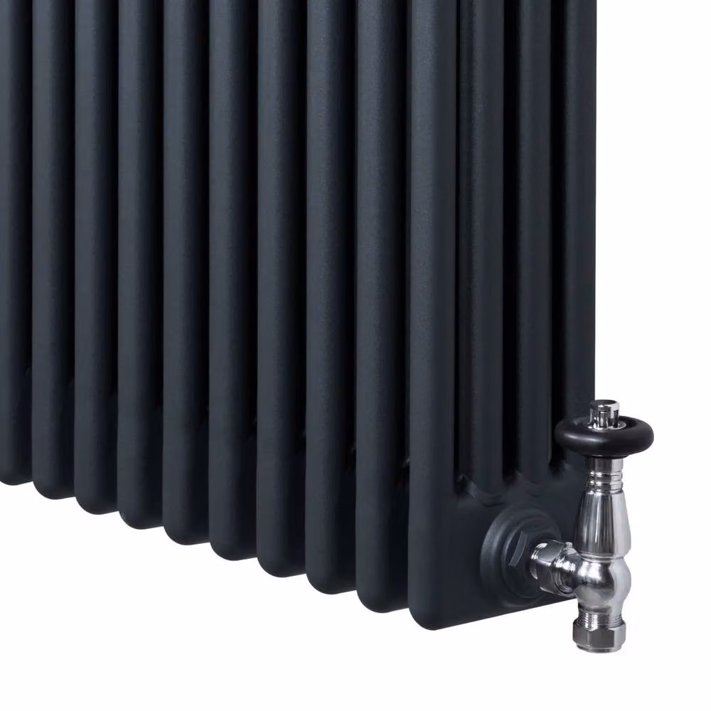 Monstershop Traditional 4 Column Steel Radiator and Valves, Anthracite Grey, H 180 cm x W 20 cm – 8
