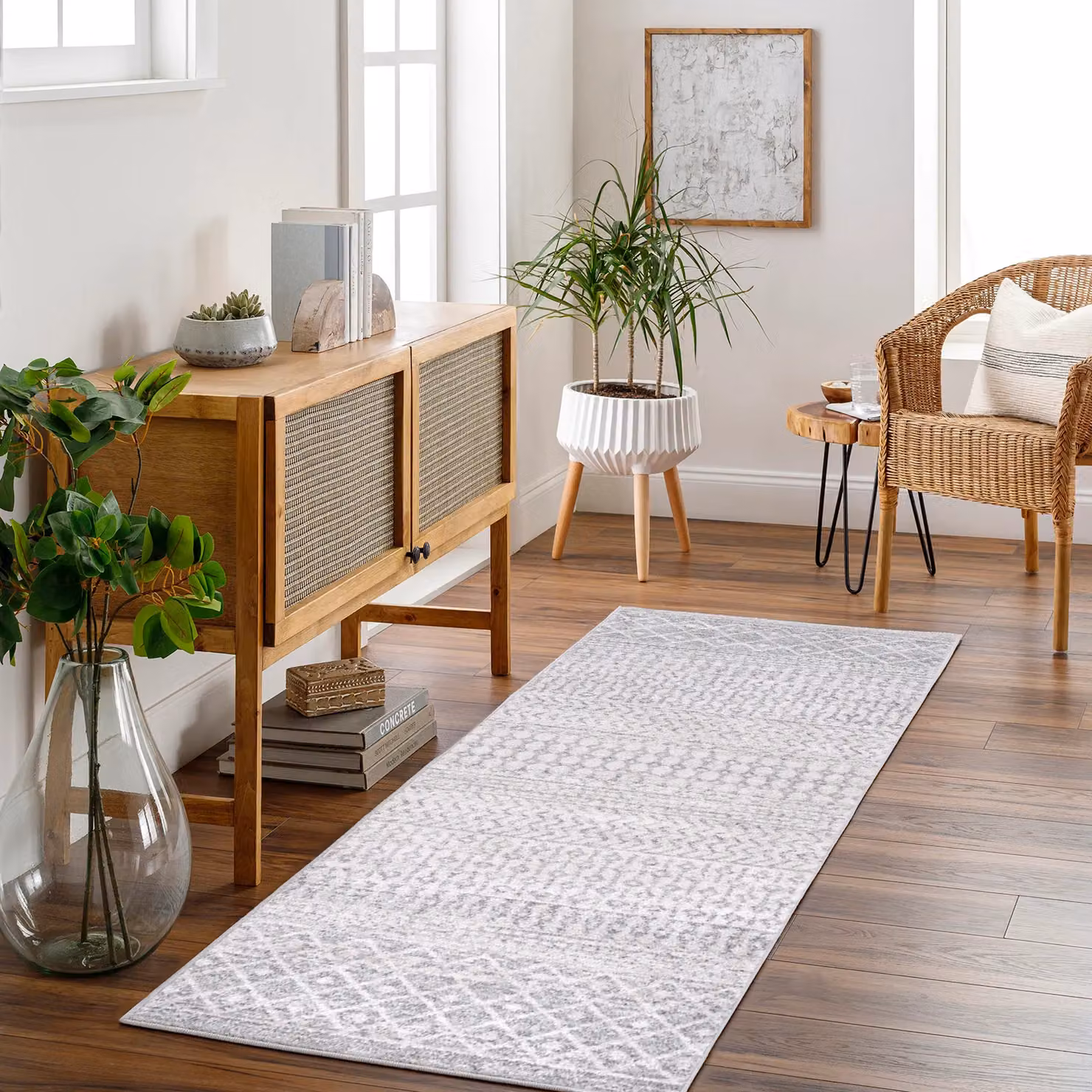 Livabliss Elaziz Geometric Machine Woven Rug in Grey, White and Beige, W: 80 cm, L: 150 cm – 3