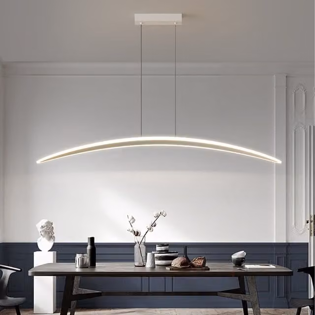 Modern LED Glass Pendant Chandelier in White and Transparent with Height Adjustable Suspension