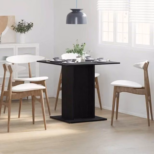 Berkfield Home Black Oak Square Dining Table, W/D/H: 80 x 80 x 75 cm – 1