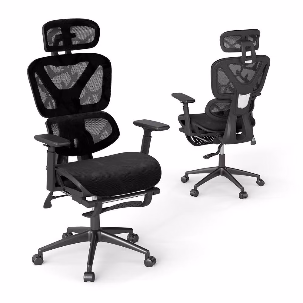 Costway Black Mesh Executive Office Chair with Headrest and Armrests – 3