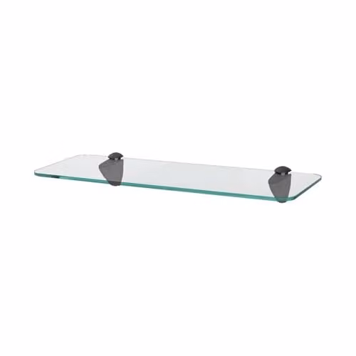Harbour Housewares Modern Wall-Mounted Glass Bathroom Shelf in Black and Transparent, W: 40 cm, D: 13 cm, H: 13 cm