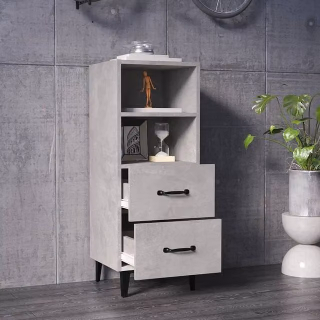 Berkfield Home Concrete Grey Sideboard in MDF, W/D/H: 34.5 x 34 x 90 cm – 1