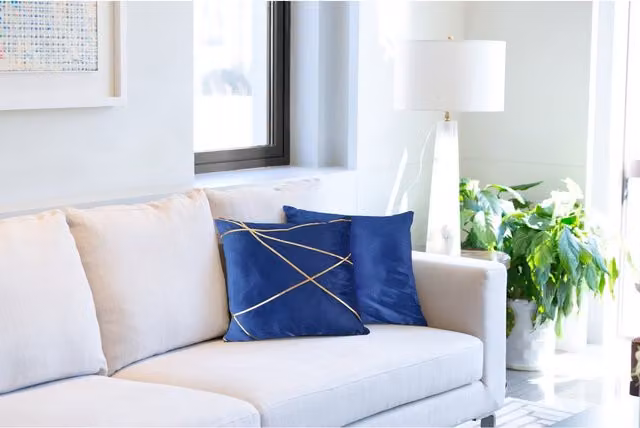 NewEdgeBlinds Vancouver Square Velvet Cushion Cover in Blue