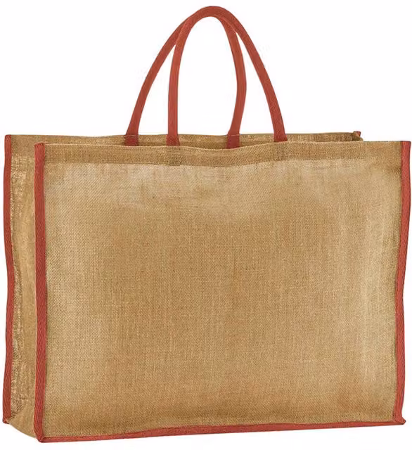 Westford Mill Starched Jute Shopper in Brown and Beige, W/D/H: 46.0 x 42.5 x 21.0 cm