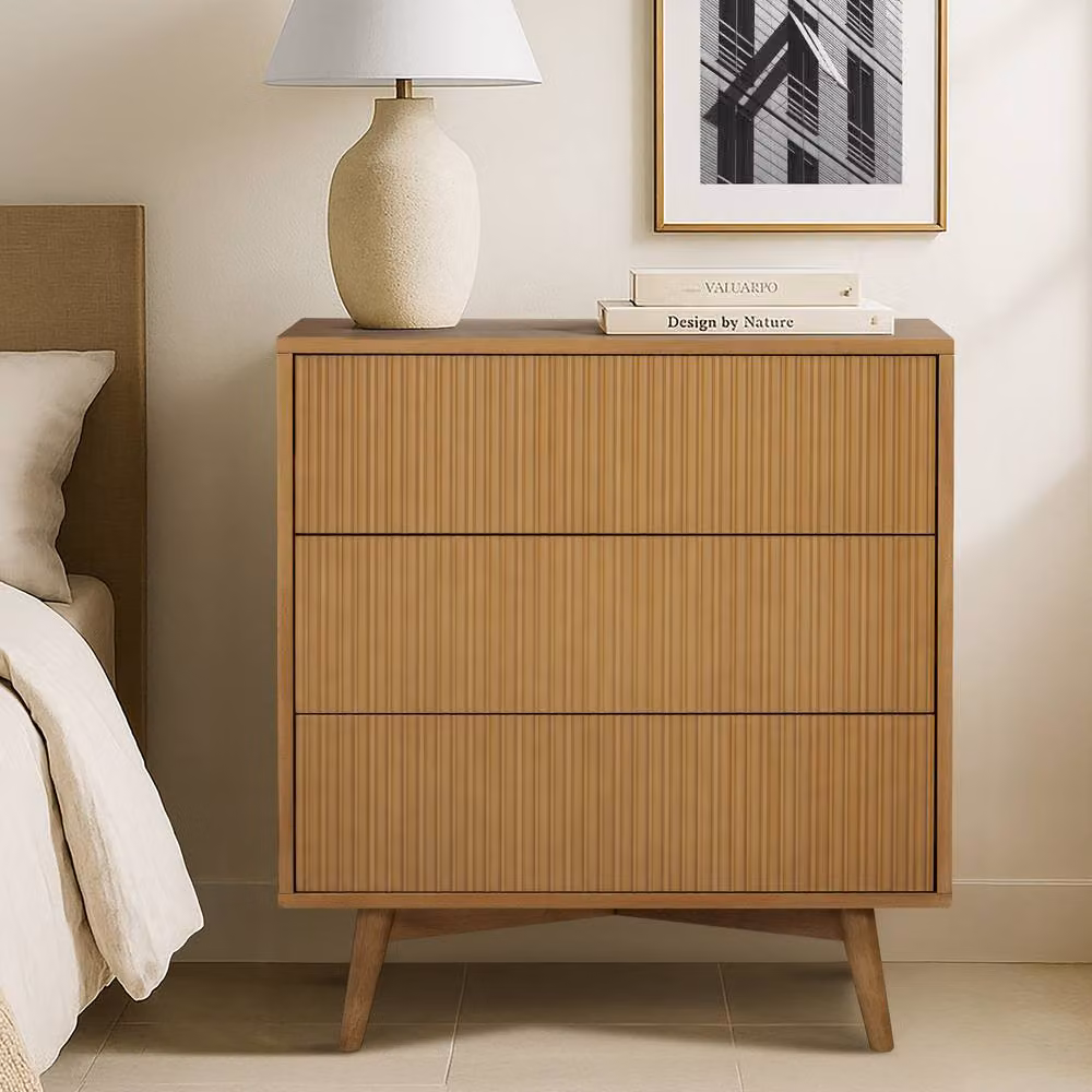 Teamson Home Tremolo 3 Drawer Acacia Wood Chest of Drawers in Sand – 3