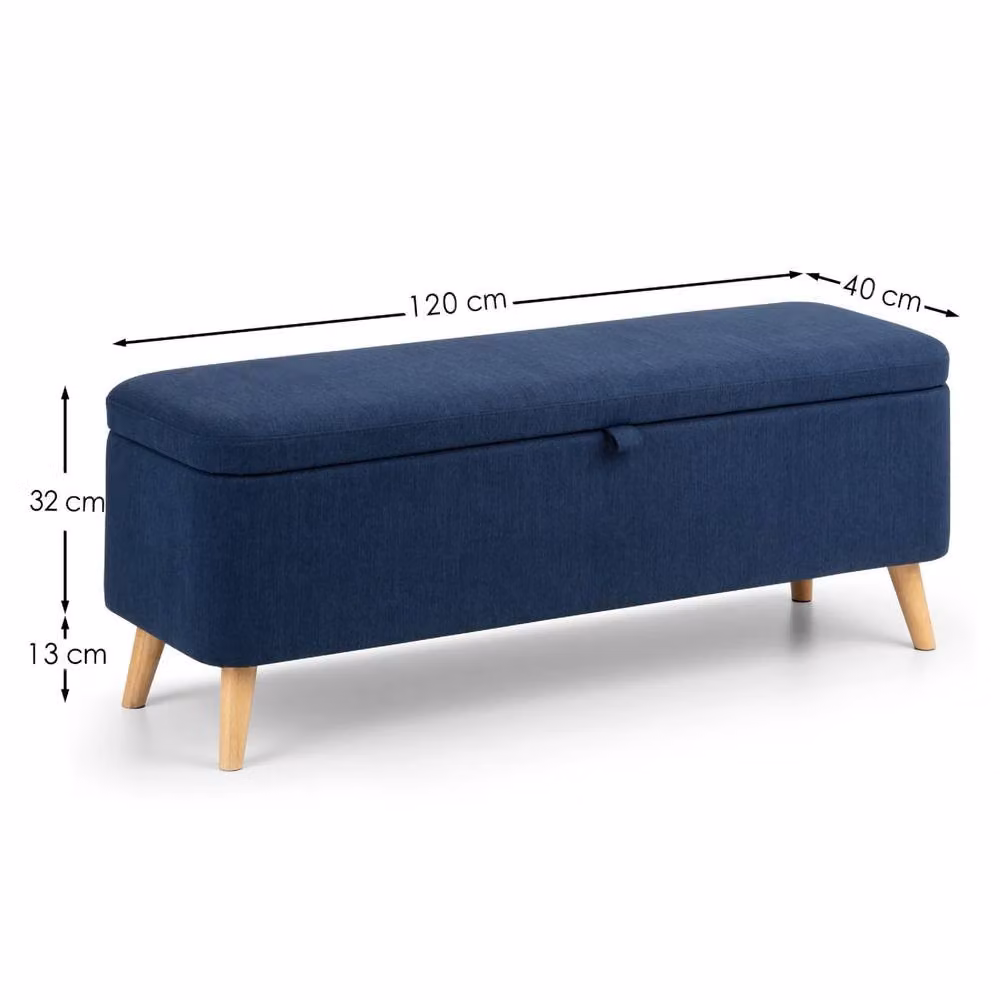Cheshire Premium Nordica Blanket Box in Blue with Soft Close Lid and Upholstered Frame, W/D/H: 45 x 40 x 1 cm – 6