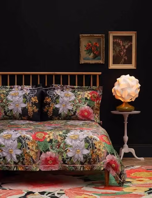 Timorous Beasties Berkeley Blooms Reversible Floral Cotton Sateen Bedding Set, Blue and Multicolour, 200 x 200 cm
