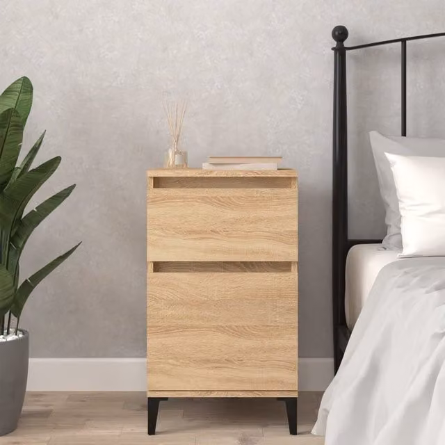 Berkfield Home Sonoma Oak Bedside Cabinet in Brown, W/D/H: 40 x 35 x 70 cm