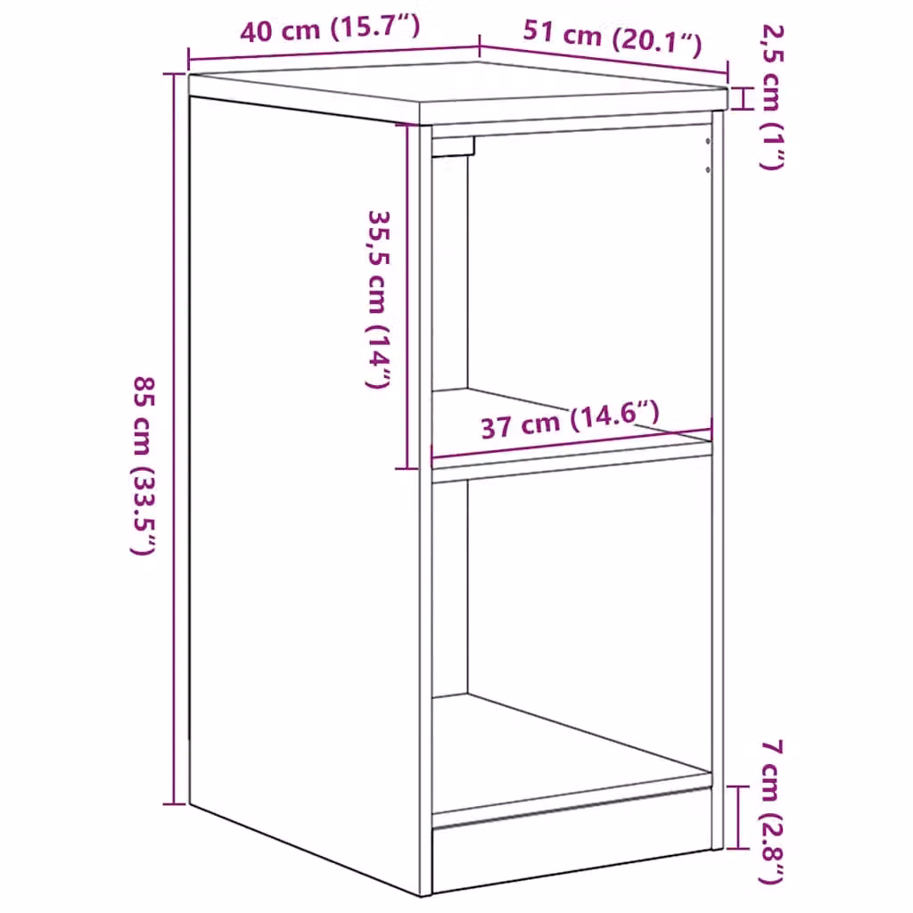 Berkfield Home Garage Storage Cabinet in Grey Sonoma, Solid Pine Wood, W: 40 cm, D: 51 cm, H: 85 cm – 5