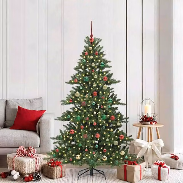 Berkfield Home Artificial Hinged Christmas Tree with 300 LEDs, Green, Height: 180 cm – 1