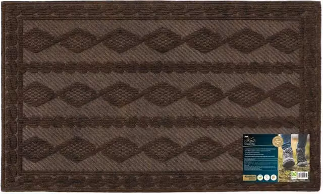 JVL Non-Slip Rectangular Knit Indoor Doormat with Rubber Backing, Brown