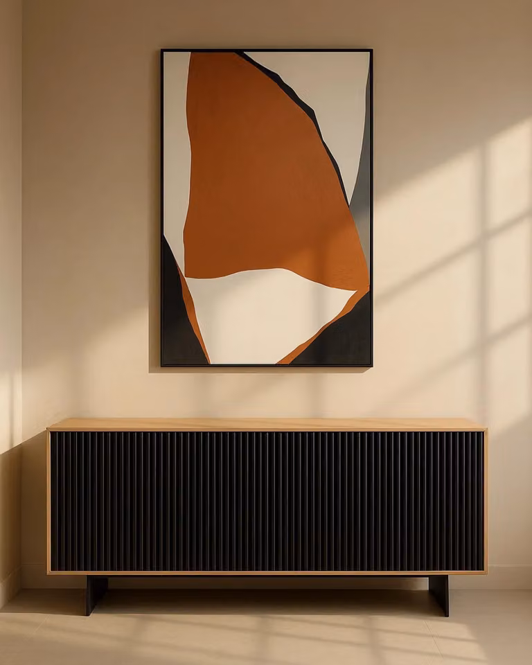 Tommy Franks Spice Abstract Canvas Wall Art in Black and Brown, W: 120 cm, H: 80 cm