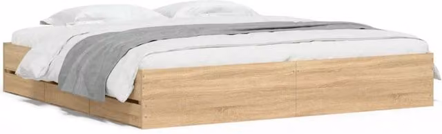 Berkfield Home Sonoma Oak Bed Frame with Drawers, Brown, W/D/H: 160 x 200 cm