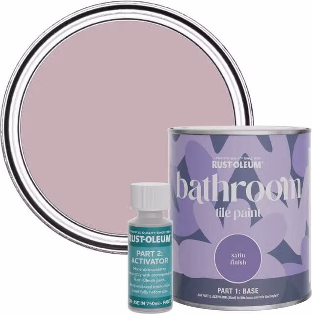 Rust-Oleum Bathroom Tile Paint in Satin Finish, Little Light Pink, 750ml