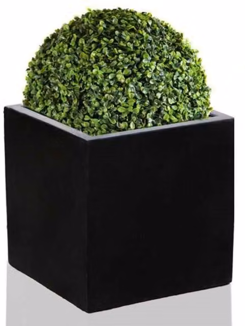 Primrose Black Polystone Square Cube Planter with Drainage Hole and Bung, 63 cm – 1